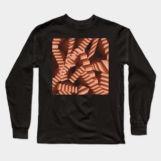 Liminal Stairs Orange Long Sleeve T-Shirt by IgorAndMore